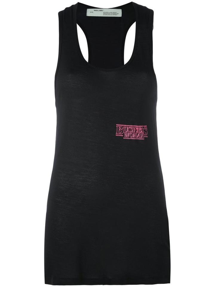Off-white - 'business Woman' Racer Back Vest Top - Women - Micromodal - M, Black, Micromodal