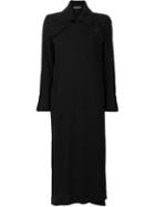 Ann Demeulemeester Button Detail Belted Coat, Women's, Size: 38, Black, Nylon/spandex/elastane/rayon/wool