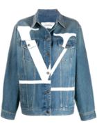 Valentino Deconstructed Vlogo Denim Jacket - Blue