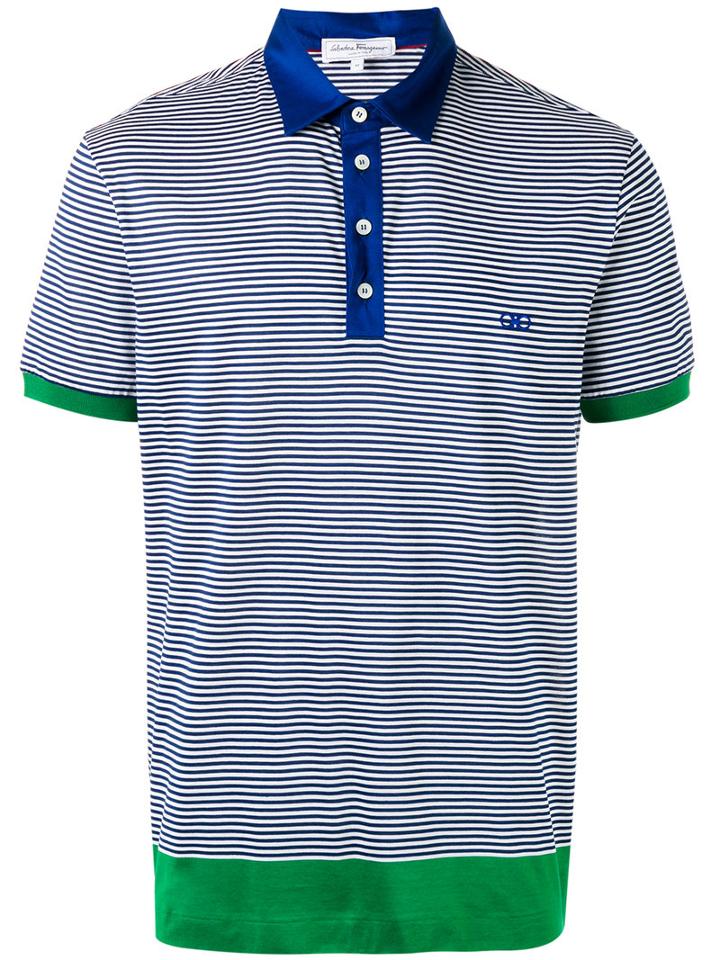 Salvatore Ferragamo - Striped Polo Shirt - Men - Cotton - Xl, Blue, Cotton