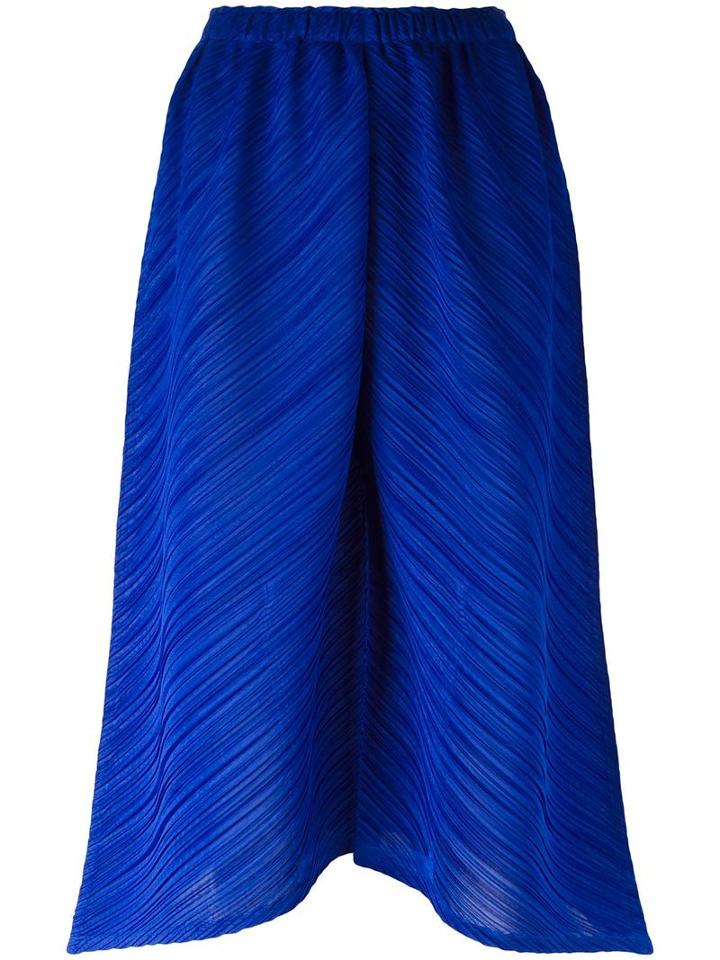Pleats Please By Issey Miyake Loose-fit Cropped Trousers, Women's, Size: 5, Blue, Polyester