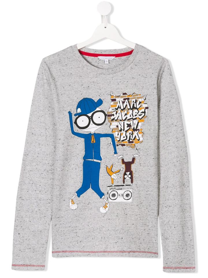 Little Marc Jacobs Teen Mr Marc Printed Top - Grey