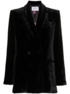Racil Double Breasted Shawl Collar Silk Blend Velvet Blazer - Black