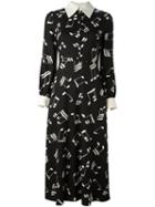 Saint Laurent 70 S Printed Midi Dress, Women's, Size: 36, Black, Viscose/silk