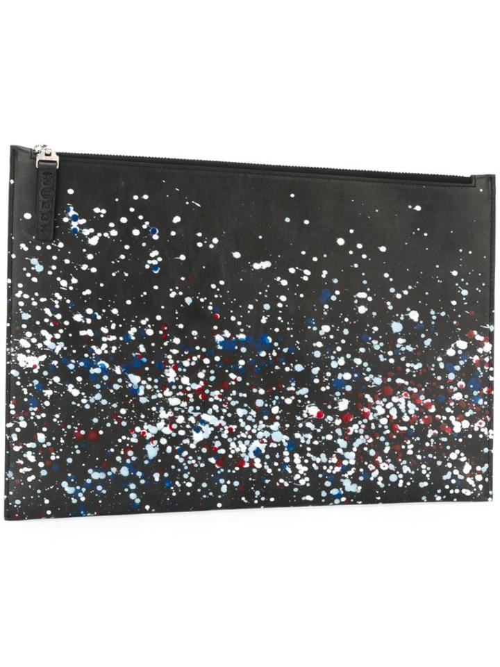 Maison Margiela Paint Splatter Effect Clutch, Black, Calf Leather
