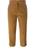 Alberto Biani Cropped Trousers, Women's, Size: 42, Brown, Cotton/viscose/linen/flax