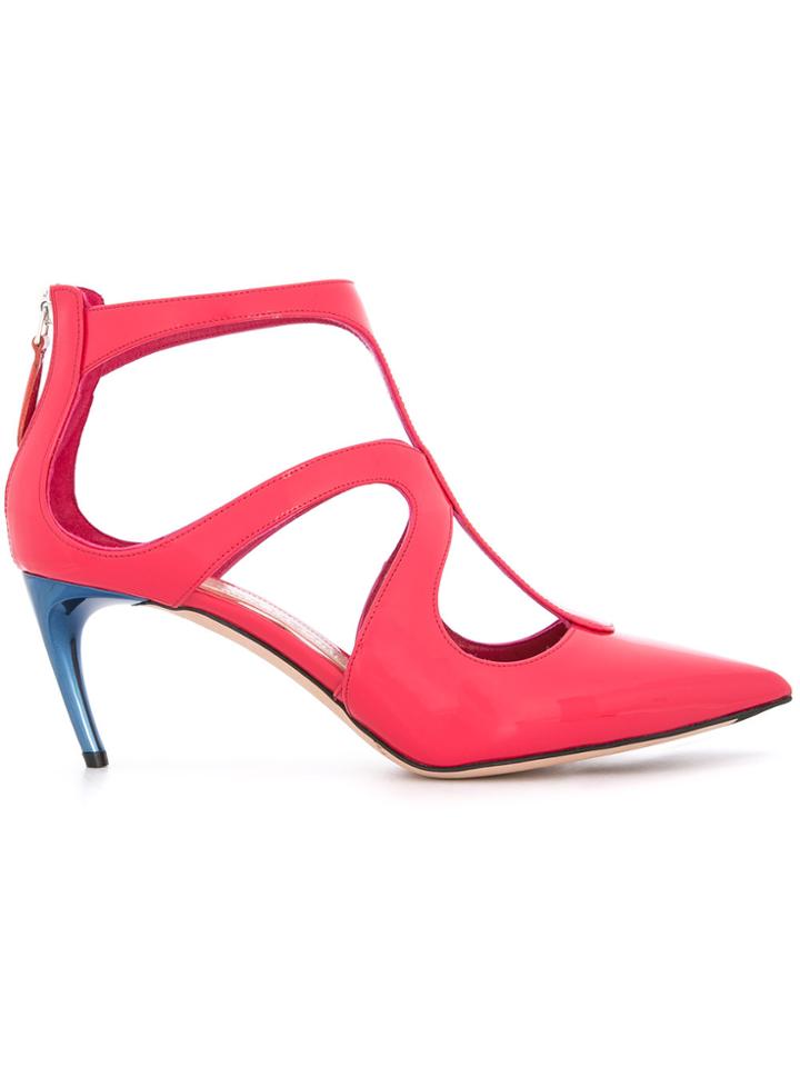 Alexander Mcqueen Pointed Varnished Pumps - Pink & Purple