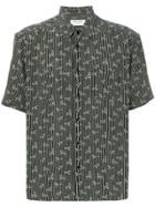 Saint Laurent Printed Short Sleeved Shirt - Black