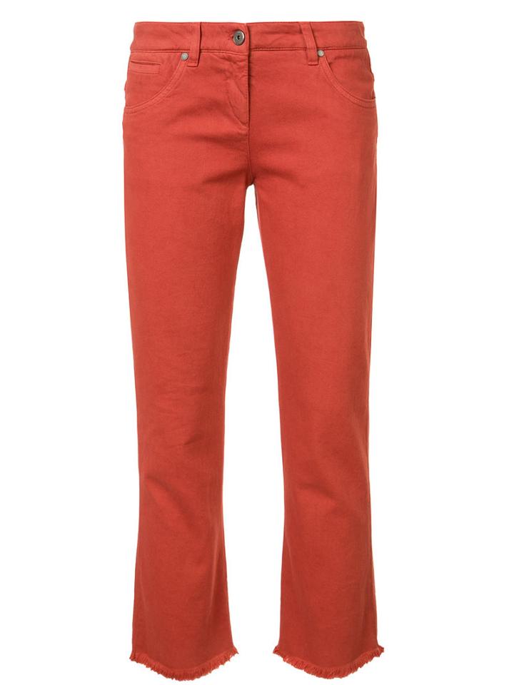 Brunello Cucinelli Stretched Skinny Cropped Jeans, Women's, Size: 38, Red, Cotton/spandex/elastane