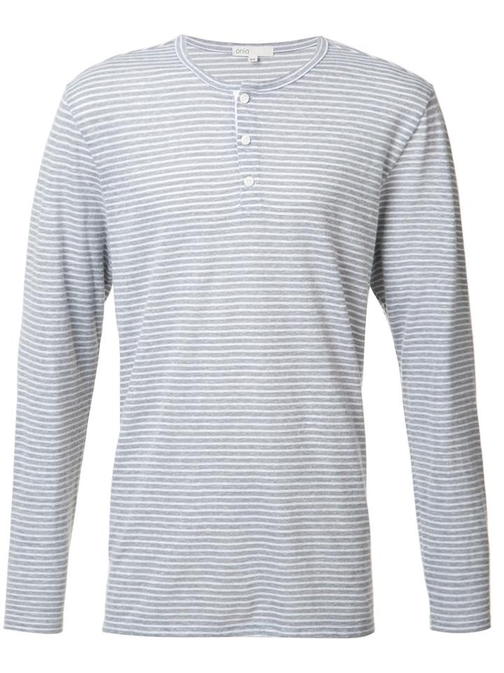Onia Miles Henley Top, Size: Large, Grey, Linen/flax/polyester