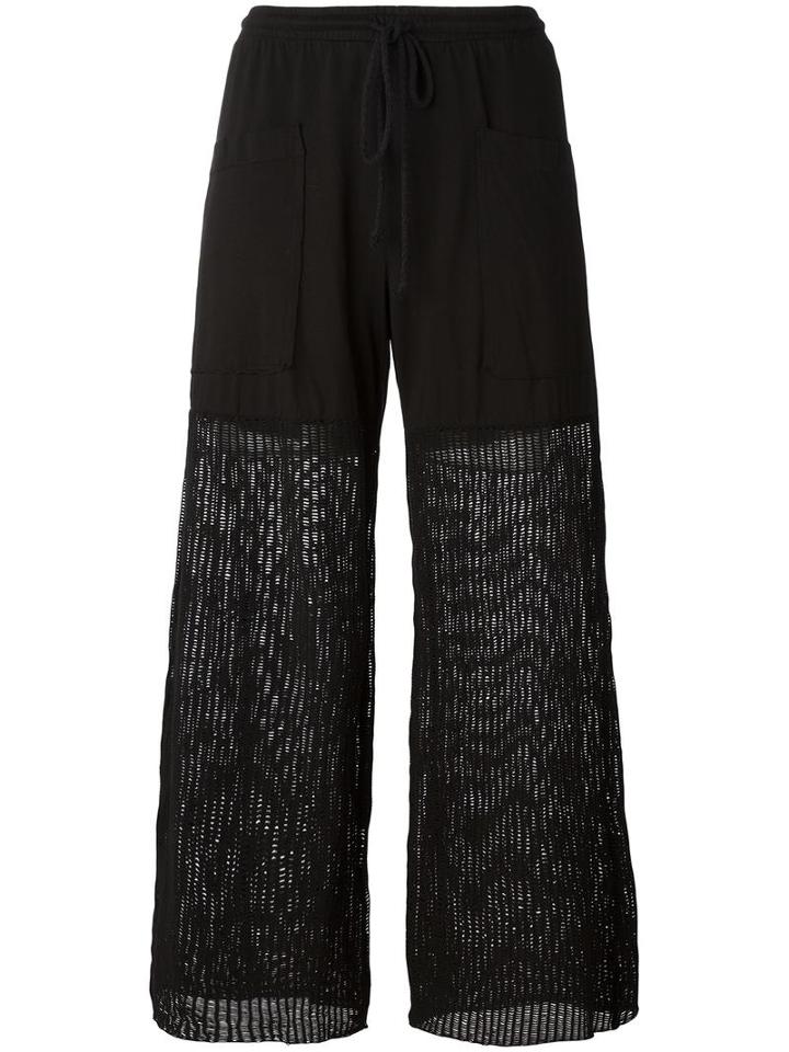 Lost & Found Rooms Mesh Panel Palazzo Pants, Women's, Size: Xs, Black, Cotton