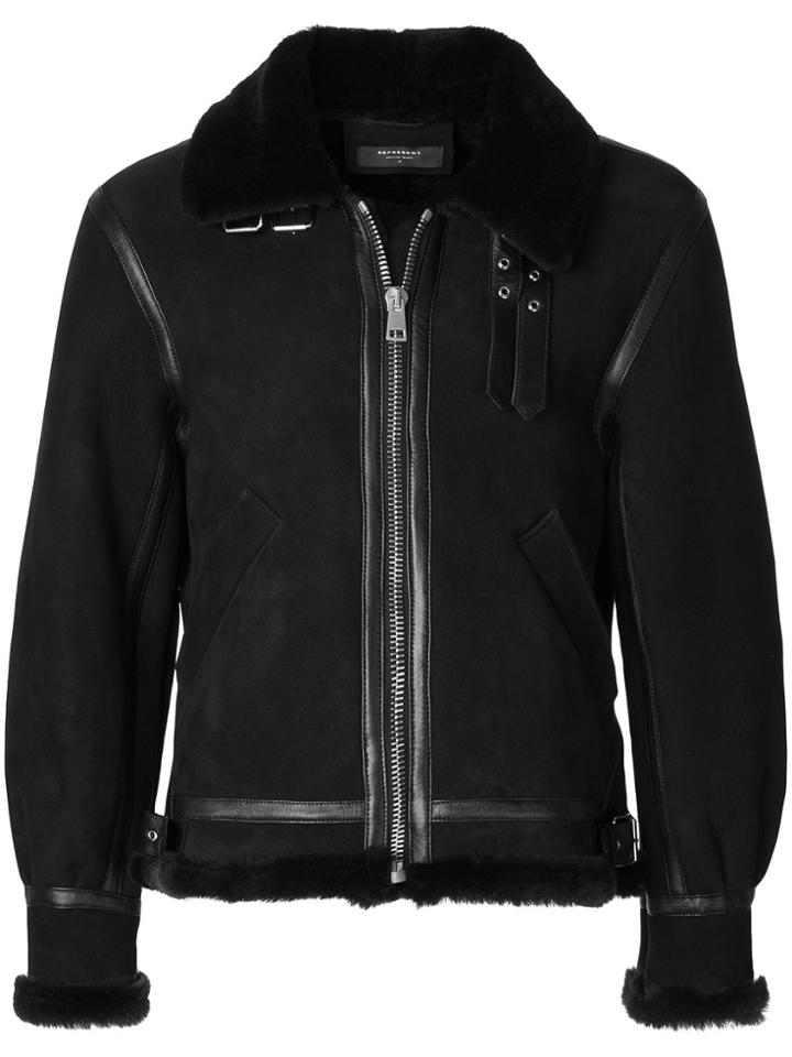 Represent Shearling Trim Jacket - Black