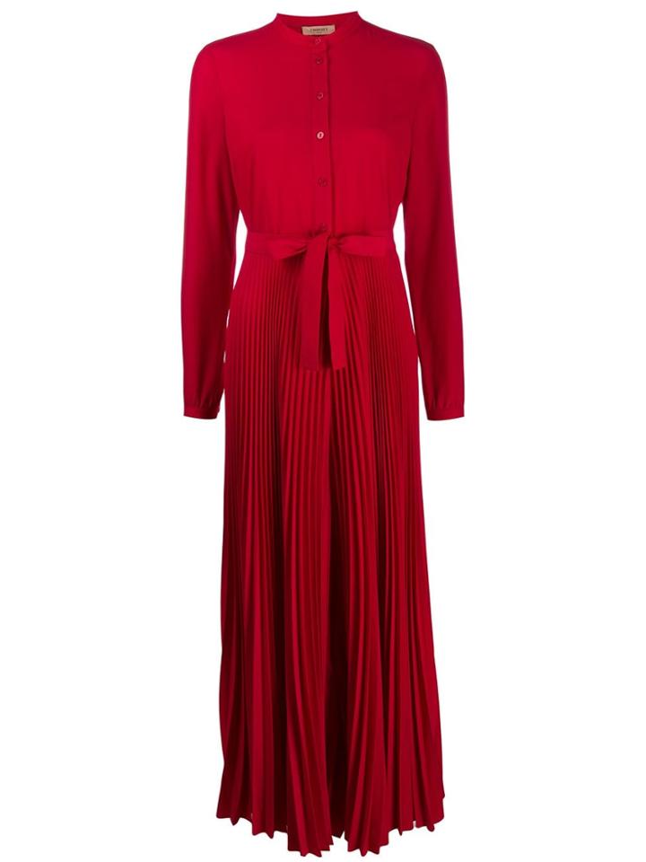 Twin-set Pleated Maxi Dress - Red
