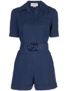 Gucci Gg Short Belted Jumpsuit - Blue