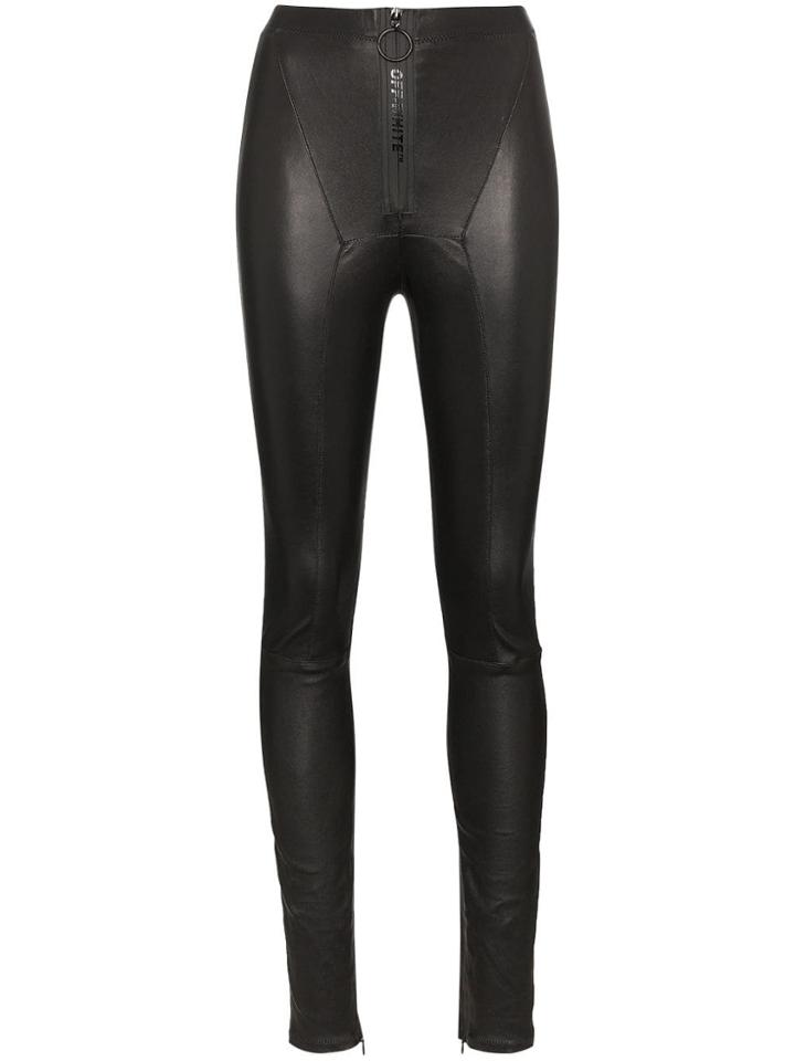 Off-white High-waisted Leather Leggings - Black