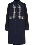 Burberry Check Detail Tropical Gabardine Car Coat - Blue