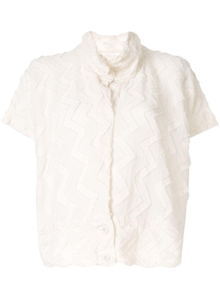 Issey Miyake Cauliflower Giza Jacquard Blouse - Neutrals