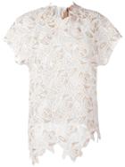 No21 Floral Embroidered Cut-out Top, Women's, Size: 40, Nude/neutrals, Polyester/acetate/silk