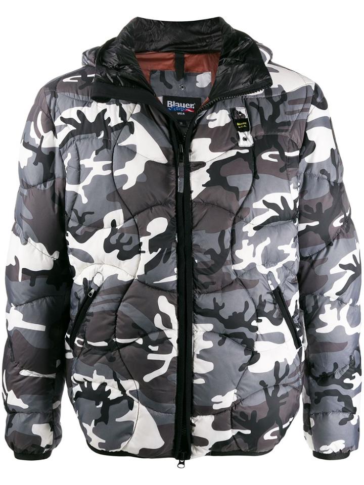 Blauer Camouflage Print Puffer Jacket - Grey