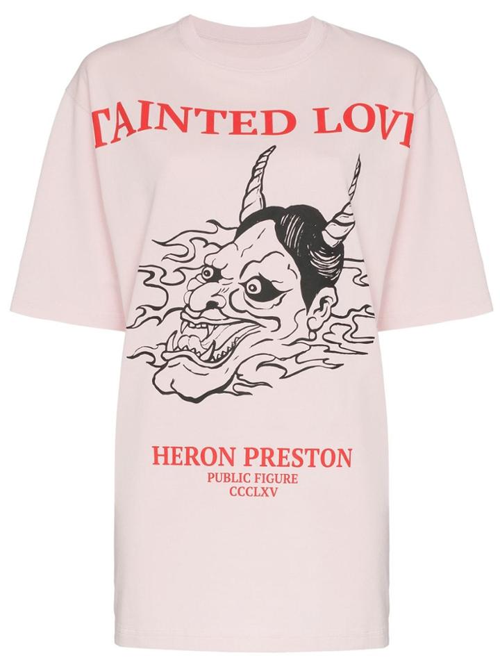 Heron Preston Oversized Tainted Love Print Cotton T Shirt - Pink