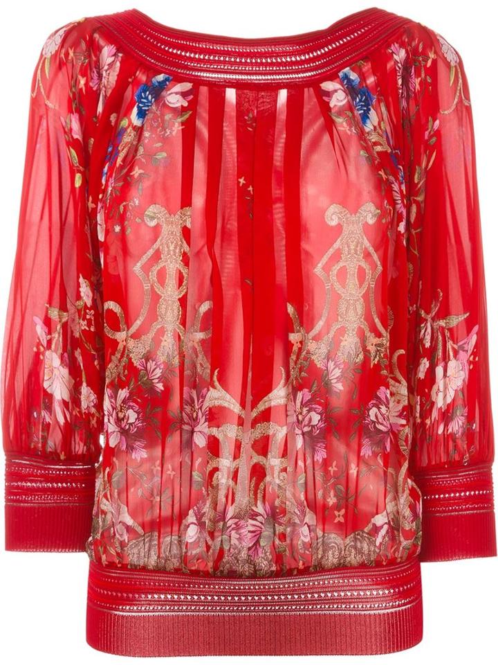 Roberto Cavalli Knit Ducale Blouse, Women's, Size: 40, Red, Silk/viscose/polyester/polyamide