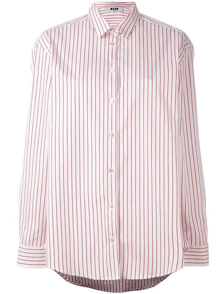 Msgm Striped Shirt, Women's, Size: 40, Red, Cotton