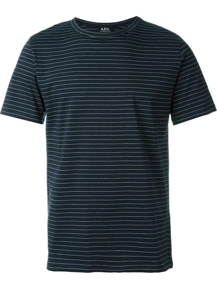 A.p.c. Striped T-shirt, Men's, Size: Small, Blue, Cotton