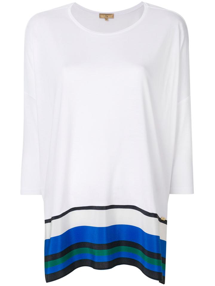 Fay Striped Hem Top - White