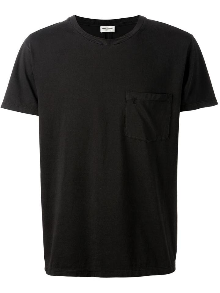 Saint Laurent Pocketed T-shirt, Men's, Size: Xxl, Black, Cotton