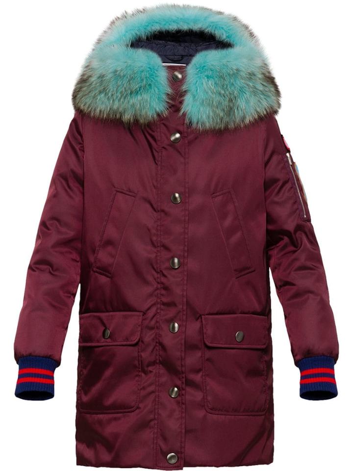Miu Miu Fur Trimmed Puffer Coat - Red