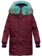 Miu Miu Fur Trimmed Puffer Coat - Red