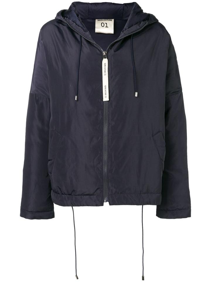 Semicouture Hooded Parka Coat - Blue