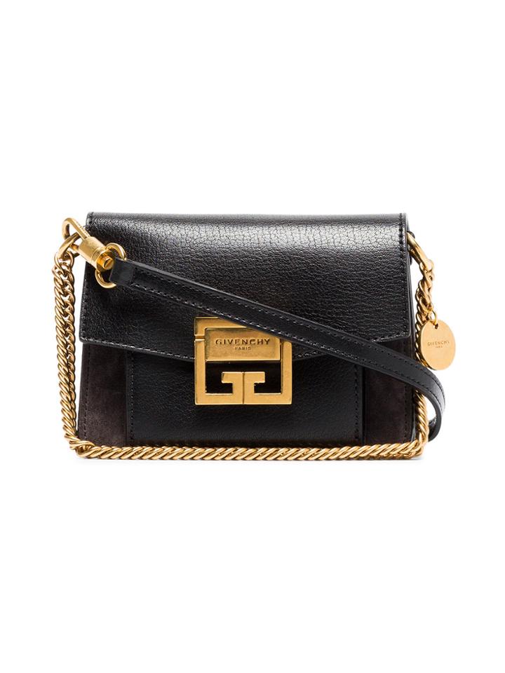 Givenchy Black Gv3 Mini Leather And Suede Bag
