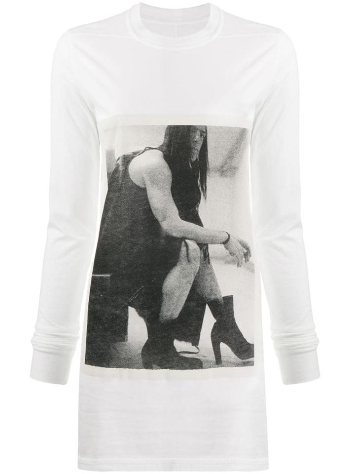 Rick Owens Drkshdw Printed Long Sleeved T-shirt - White