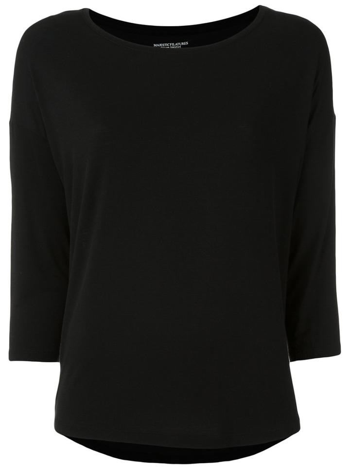 Majestic Filatures - Scoop Neck Top - Women - Spandex/elastane/viscose - I, Black, Spandex/elastane/viscose
