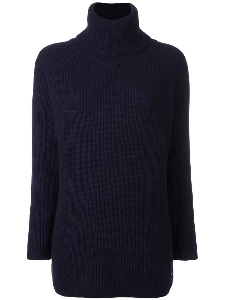 Woolrich Ribbed Roll Neck Jumper, Women's, Size: Medium, Blue, Wool/mohair/polyamide/viscose