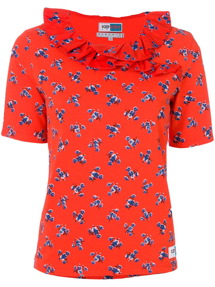 Kenzo May Flowers Frill T-shirt - Red