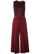 Red Valentino Lace Trim Jumpsuit, Women's, Size: 42, Pink/purple, Acetate/viscose/spandex/elastane/spandex/elastane