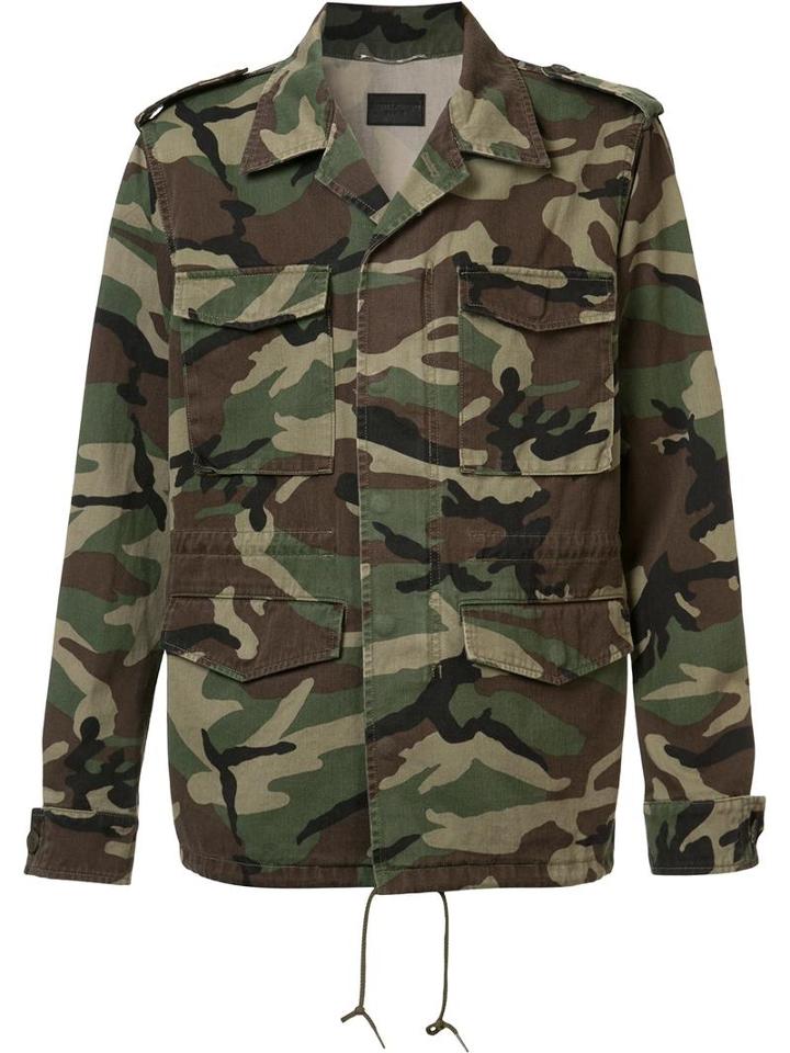 Saint Laurent Love Force Jacket, Men's, Size: Large, Green, Cotton