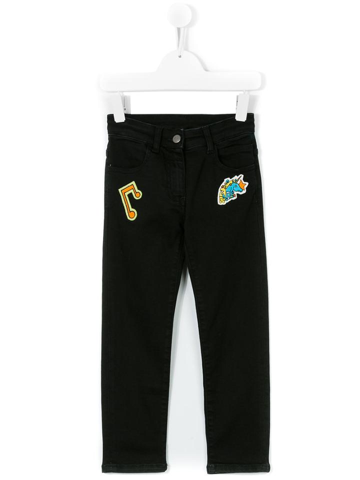 10x10 An Italian Theory Kids - Unicorn Patch Jeans - Kids - Cotton/spandex/elastane - 4 Yrs, Black