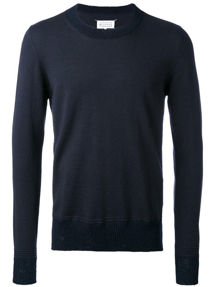 Maison Margiela - Knitted Sweater - Men - Wool - M, Blue, Wool