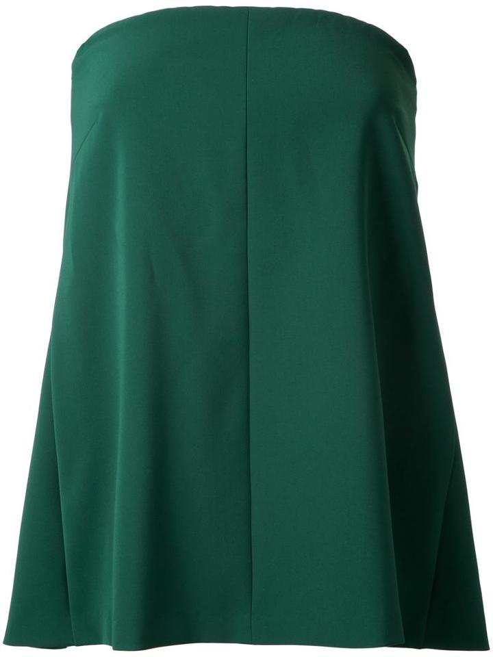 H Beauty & Youth Strapless Flared Blouse, Women's, Size: Small, Green, Cotton