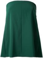 H Beauty & Youth Strapless Flared Blouse, Women's, Size: Small, Green, Cotton