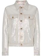 Ashish Sequin Embellished Collared Faux Denim Jacket - Metallic