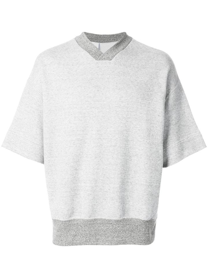 N. Hoolywood V-neck Short Sleeve Sweatshirt - Grey