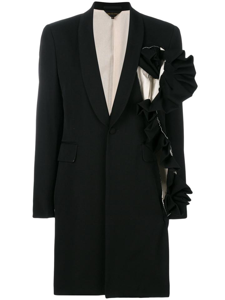 Comme Des Garçons Asymmetric Ruffle Detail Jacket - Black