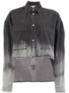 Faith Connexion Asymmetric Bleached Denim Jacket - Black