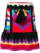 Laneus Geometric Pattern Knit Skirt - Black