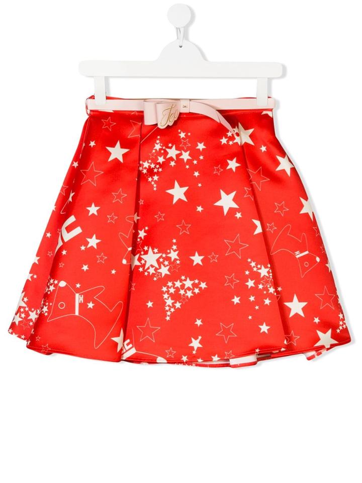 Elisabetta Franchi La Mia Bambina Teen Star Print Skirt - Yellow &