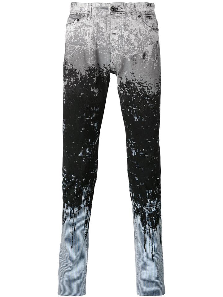 Diesel Black Gold - Paint Splat And Stripe Skinny Jeans - Men - Cotton/spandex/elastane - 32, Cotton/spandex/elastane